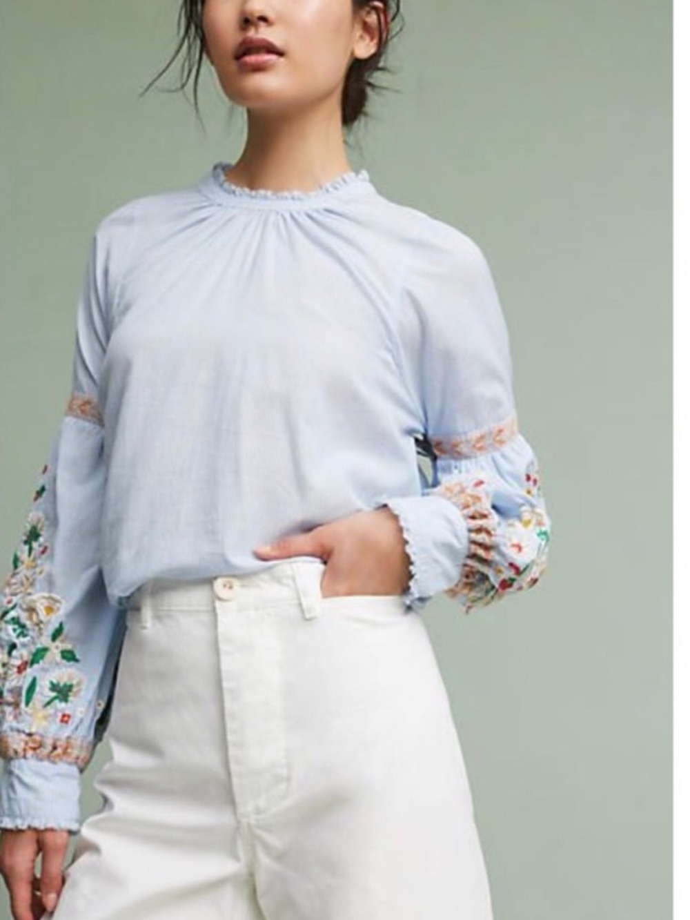 Anthropologie Antik Batik Fields Embroidered
Blouse